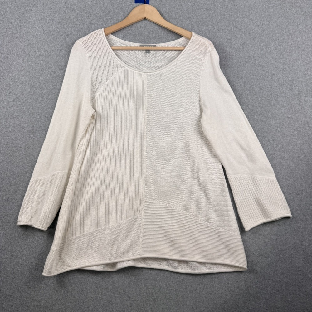 Habitat Sweater Womens Small White Knit Scoop Neck Tunic Boho‎ Lagenlook